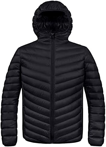 ZSHOW Men's Lightweight Puffer Jacket Hooded Down Alternative Coat Packable Windproof Outerwear Jacket Zshow