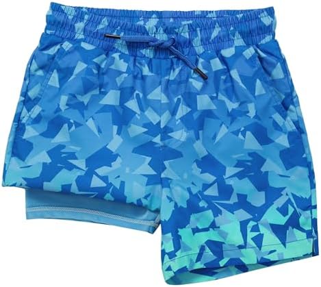 Rokka&Rolla Boys' Swim Trunks with Boxer Brief Liner Compression Anti Chafe Quick Dry Bathing Suit, UPF 50+ Rokka&Rolla