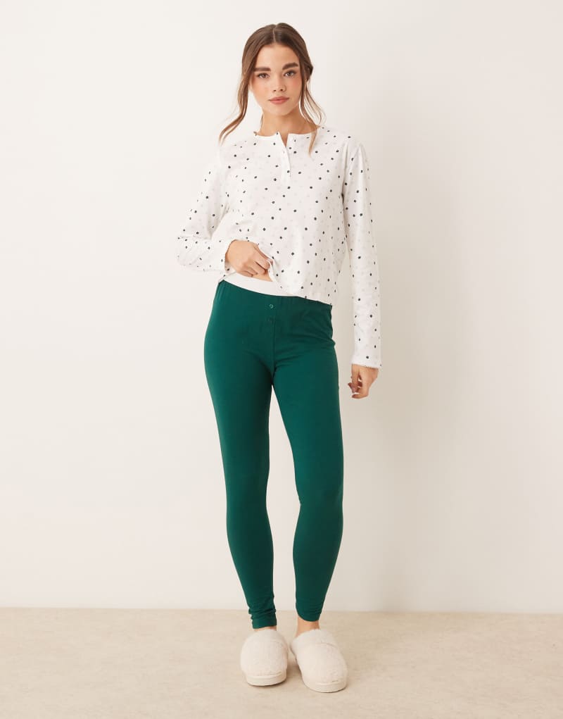 ASOS DESIGN mix & match leggings with exposed waistband in green Asos Design