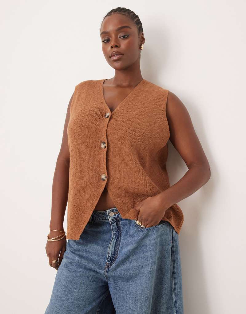 ASOS DESIGN Curve relaxed fit vest in chocolate ASOS Curve