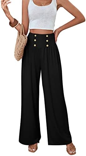 Koinshha Women's Wide Leg Lounge Pants Stretch Comfort Waist Lightweight High Waist Loose Trousers Koinshha