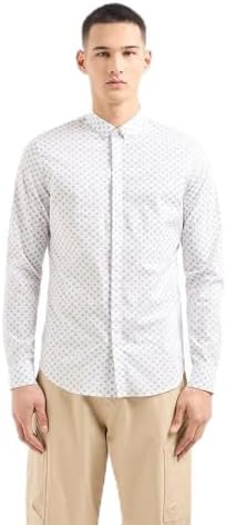 Armani Exchange Men's Long Sleeve Micro Print Button Down Shirt. Slim Fit A｜X Armani Exchange