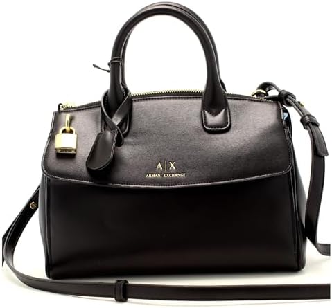 Armani Exchange Briefcase Inspired Tote with Small Logo, Black A｜X Armani Exchange