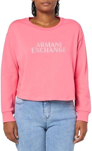 Женское худи A|X Armani Exchange с укороченным кроем и стразами в виде логотипа на груди, из органического хлопка A｜X Armani Exchange