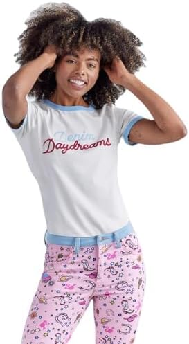 Wrangler Women's Barbie Denim Daydreams Slim Ringer Tee Wrangler