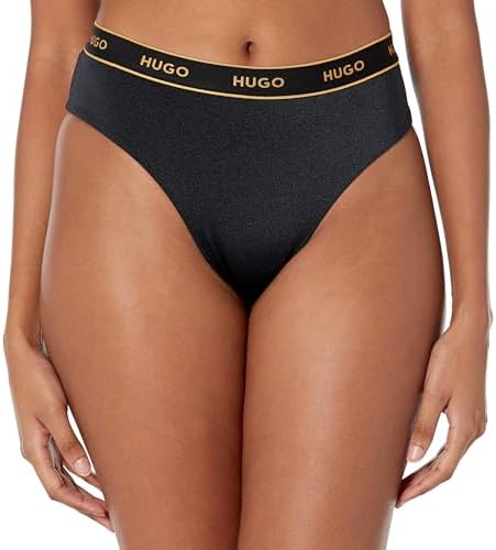 HUGO Women's Standard High Waist Swim Bottoms with Metallic Thread Detail Hugo