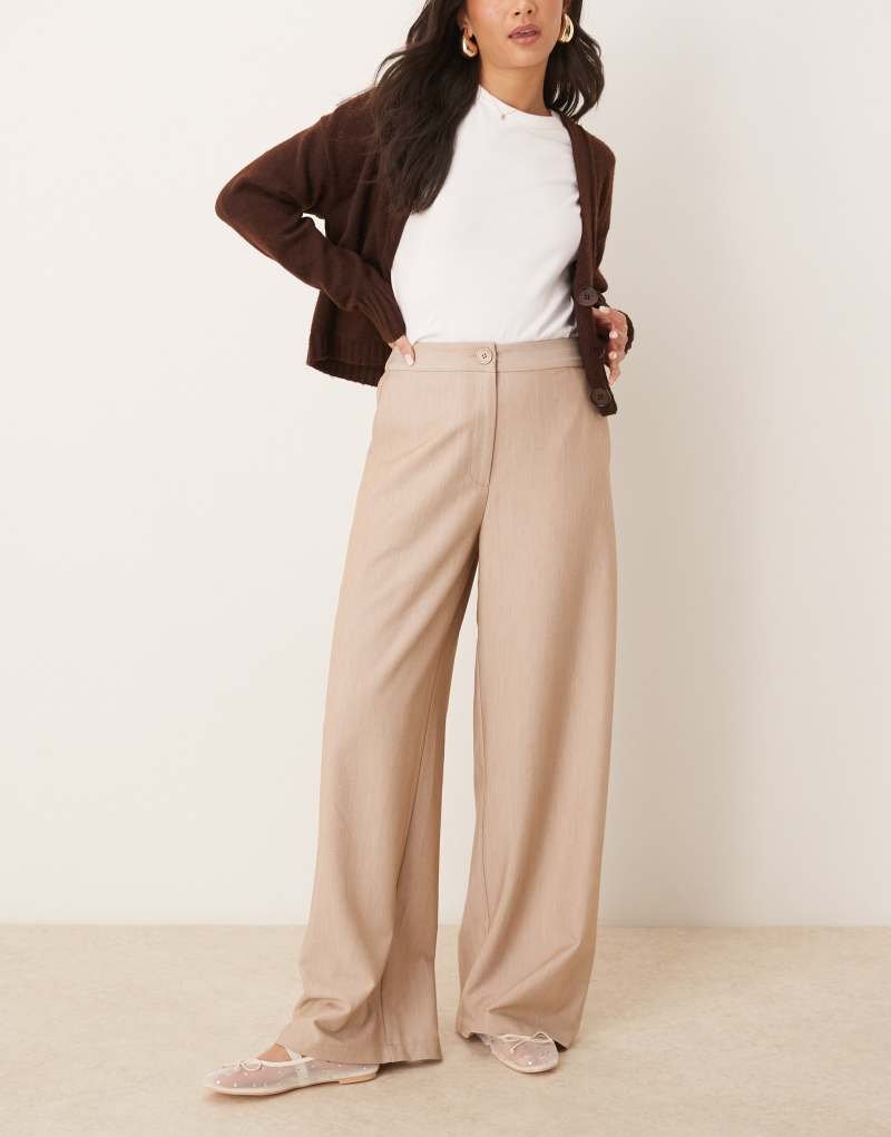 ASOS DESIGN tailored wide leg dad pants in stone Asos Design