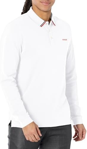 HUGO Men's Regular Fit Reversed Logo Long Sleeve Polo Shirt Hugo