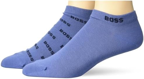 BOSS 2 Pack Allover Logo Combed Cotton Ankle Socks Boss