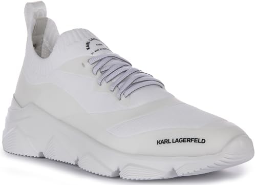 KARL LAGERFELD Verger Maison Men's Knit Lo Decorative Studs Sneak Trainers (White, US 12) Karl Lagerfeld