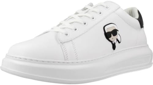 KARL LAGERFELD Kapri Nft Lo Men's Karl Lace Logo Mid Low Cut Tla Trainers (White Black, US 13) Karl Lagerfeld