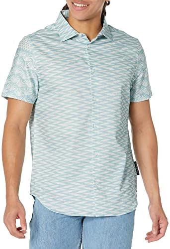 Karl Lagerfeld Paris Men's Stretchy Everyday Sportswear Shirt, Light Blue/White, XX-Large Karl Lagerfeld