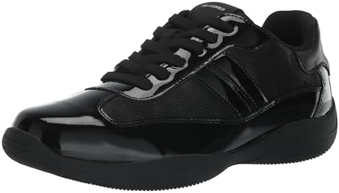 Karl Lagerfeld Paris Men's Patent Leather Camo Black Sole Sneaker, 10.5 Karl Lagerfeld