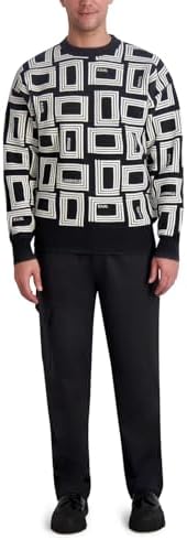 KARL LAGERFELD mens Long Sleeve Double L Raised All Over Logo Top Karl Lagerfeld