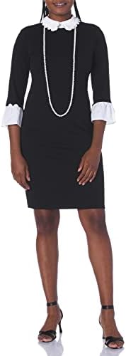 KARL LAGERFELD Women's Long Sleeve Sheath Dress with Pearl Necklace Karl Lagerfeld