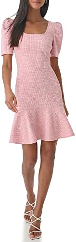 KARL LAGERFELD Women's Square Neck Puff Sleeve Tweed Dress Karl Lagerfeld