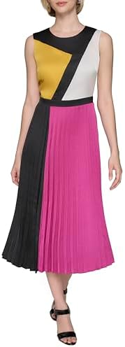 KARL LAGERFELD Women's Colorblock Satin Sleeveless Midi Dress Karl Lagerfeld