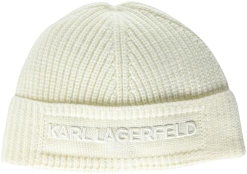 Karl Lagerfeld Paris Women's Embroidered Logo Beanie, Ivory Karl Lagerfeld