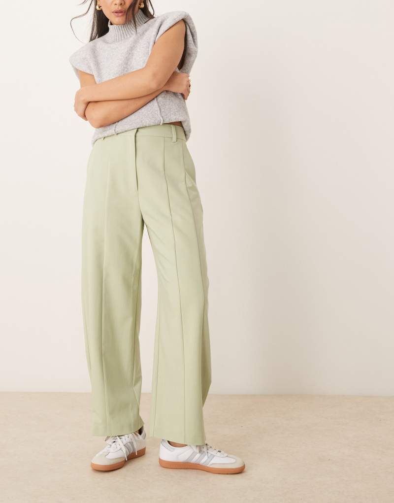 ASOS DESIGN tab detail tailored pants in sage Asos Design