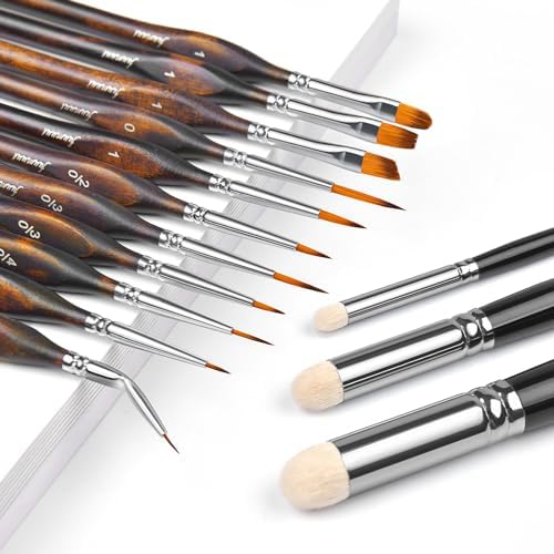 Miniature Paint Brushes, Fuumuui 11pcs Micro Detail Paint Brushes for Model, Citadel, Vallejo, DND, Paint by Numbers - Fine Paint Brush Set for Acrylic, Watercolor, Oil Fuumuui