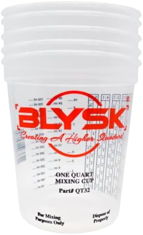 Graduated Plastic Mixing Cups, use for Paint, Resin, epoxy, Art, Kitchen, Measurements in OZ., ML and ratios (5, Pint) Blysk