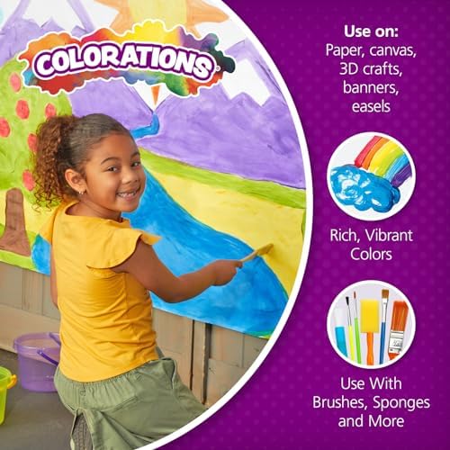 Colorations Washable Tempera Paint, Classroom Art Supplies, School Paints, Gallon Size, 12 Colors, Non Toxic, Bright Bold Color, Kids Paint, Craft, Hobby, Fun, Crafting Supply, Paint Set Colorations