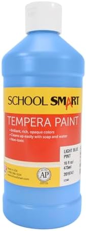 School Smart Tempera Paint, Light Blue, 1 Pint Bottle School Smart