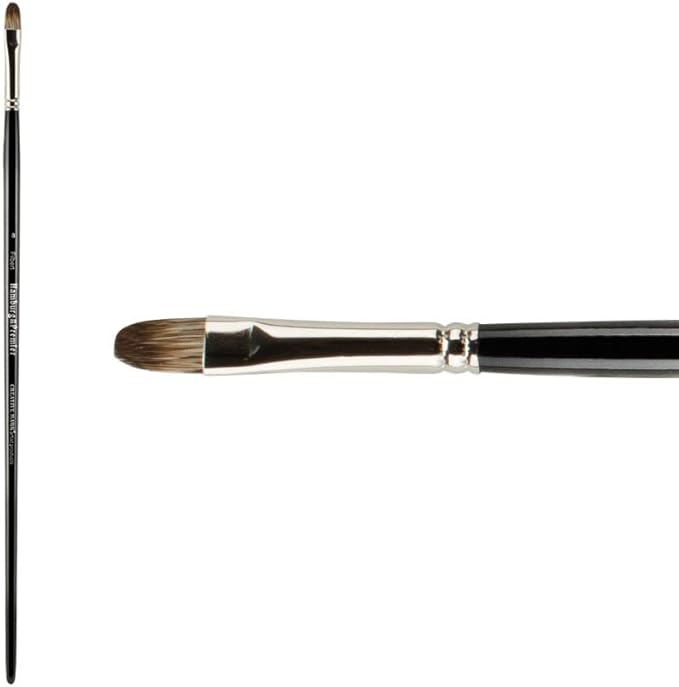 Creative Mark Artist Hamburg Premier Long Handle Paintbrush - Professional Quality Synthetic Blend Mongoose Hair Mimic - for Oil Paints, Acrylic, and Alkyds - Single, Size 8 Filbert Creative Mark