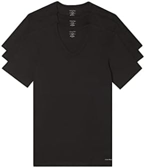 Calvin Klein Men's Undershirts Cotton Classics 3 Pack Slim Fit V Neck Tshirts, Black, X-Large Calvin Klein