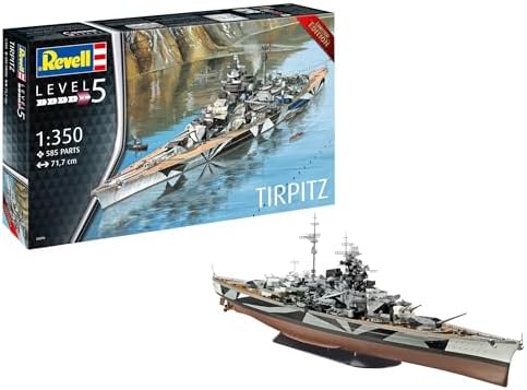 Revell 189658 05096 Battleship Tirpitz Platinum Edition 1:350 Scale Unbuilt/Unpainted Plastic Model Kit, Grey Revell