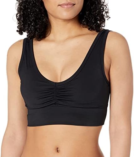 Calvin Klein Performance Women's Shirred Long Line Bra Top with Removable Cups, Black, X-Large Calvin Klein