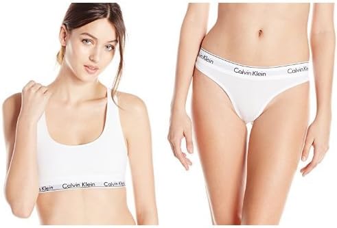 Комплект из бралета и стрингов Calvin Klein из современного хлопка в белом цвете, размер S Calvin Klein