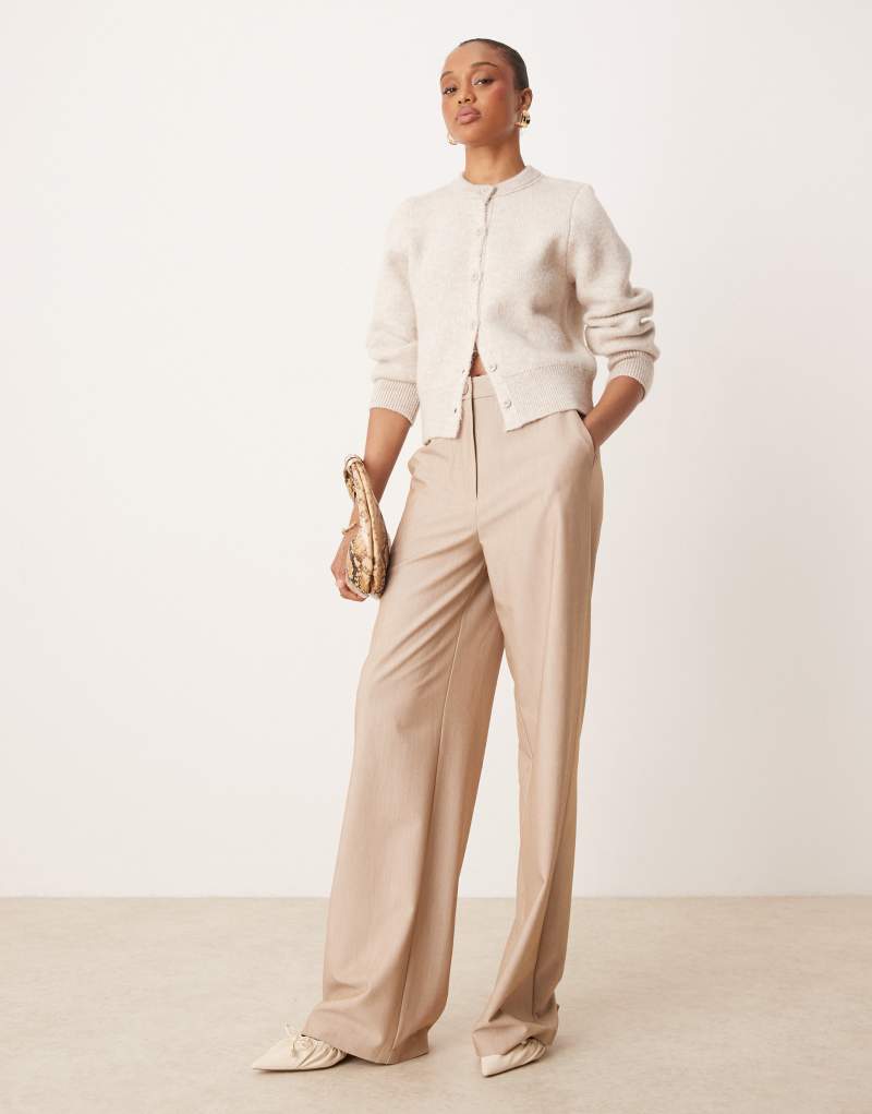 ASOS DESIGN Tall tailored wide leg dad pants in stone Asos Design