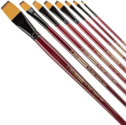 Creative Mark Ebony Splendor Long Handle Synthetic Sable Paint Brush, Bright Set of 9, Teijin Multi-Filament Hair, Handcrafted Synthetic Paint Brushes for Acrylic Painting, Watercolor Painting & More Creative Mark