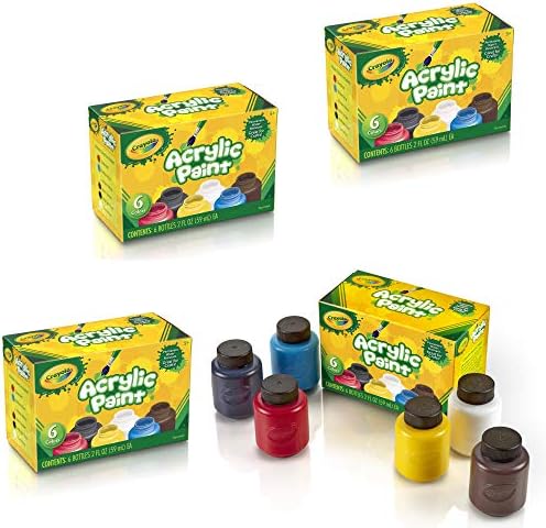 Crayola; Acrylic Paint; Art Tools; 6 2-Ounce Bottles; Assorted Bright, Bold Colors, 4 Pack Crayola