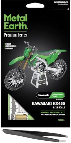 3D металлическая модель мотоцикла Kawasaki KX450 из серии Premium, 150 деталей, сборка без клея, для детей от 14 лет Fascinations