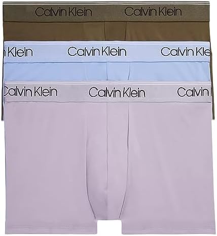 Calvin Klein Men's Low Stretch Microfiber Boxer Brief (Medium, Dark Olive/Dapple Grey/Bel Air Blue) Calvin Klein