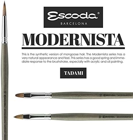 Escoda Modernista Series Artist Oil & Acrylic Long HandleBrush, Bright/Shader, Size 0, Synthetic Mongoose Escoda