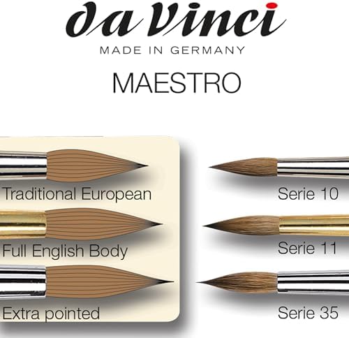 da Vinci Watercolor Series 35 Size 2 - Long Tapered Round - Maestro Kolinsky Red Sable - Extra Long Taper at The tip - Handmade in Germany Da Vinci Brushes