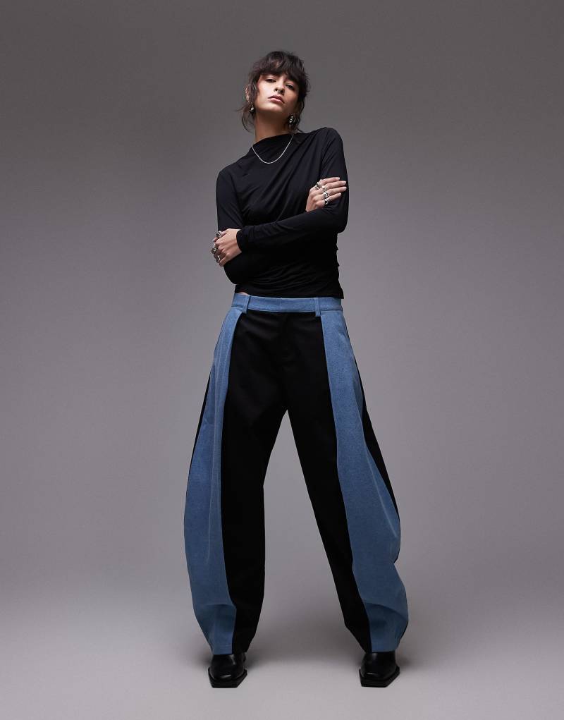 ASOS DESIGN deconstructed denim contrast pants in black Asos Design