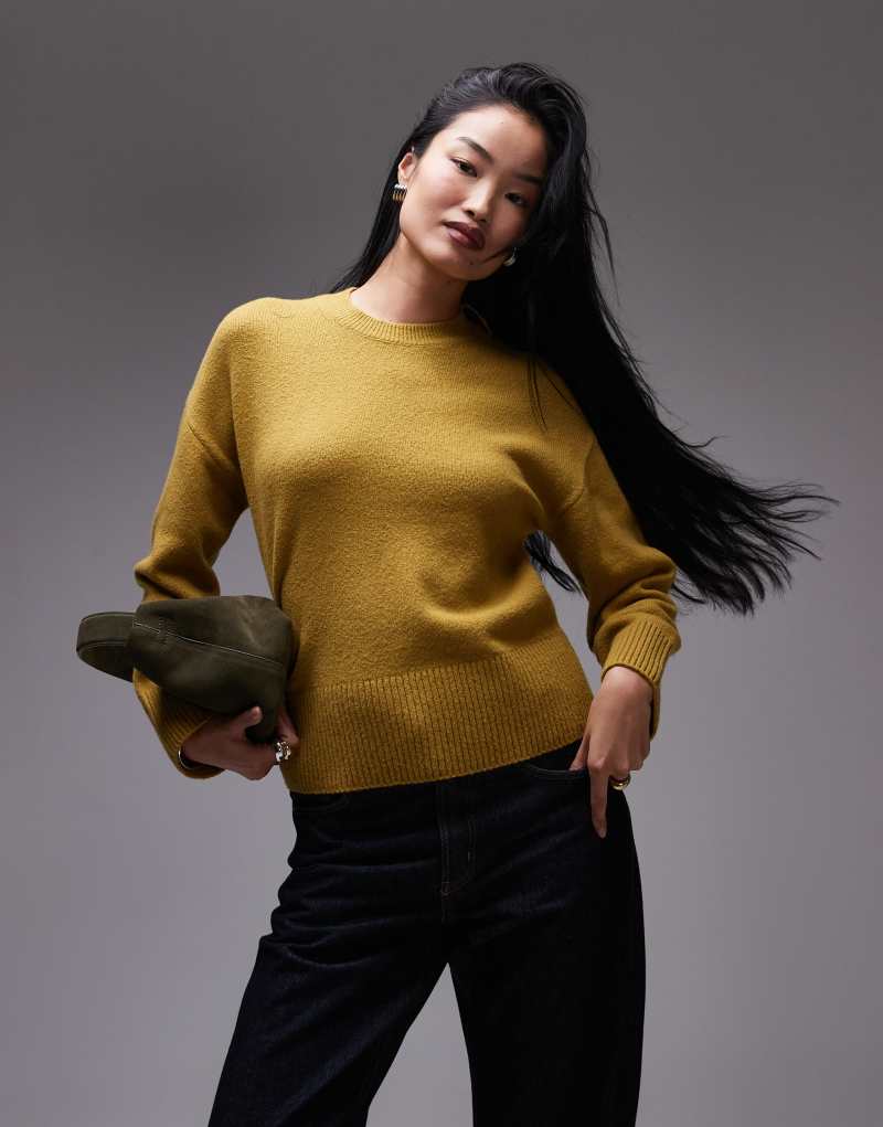 & Other Stories crew neck sweater in mixed olive -Exclusive to ASOS & Other Stories