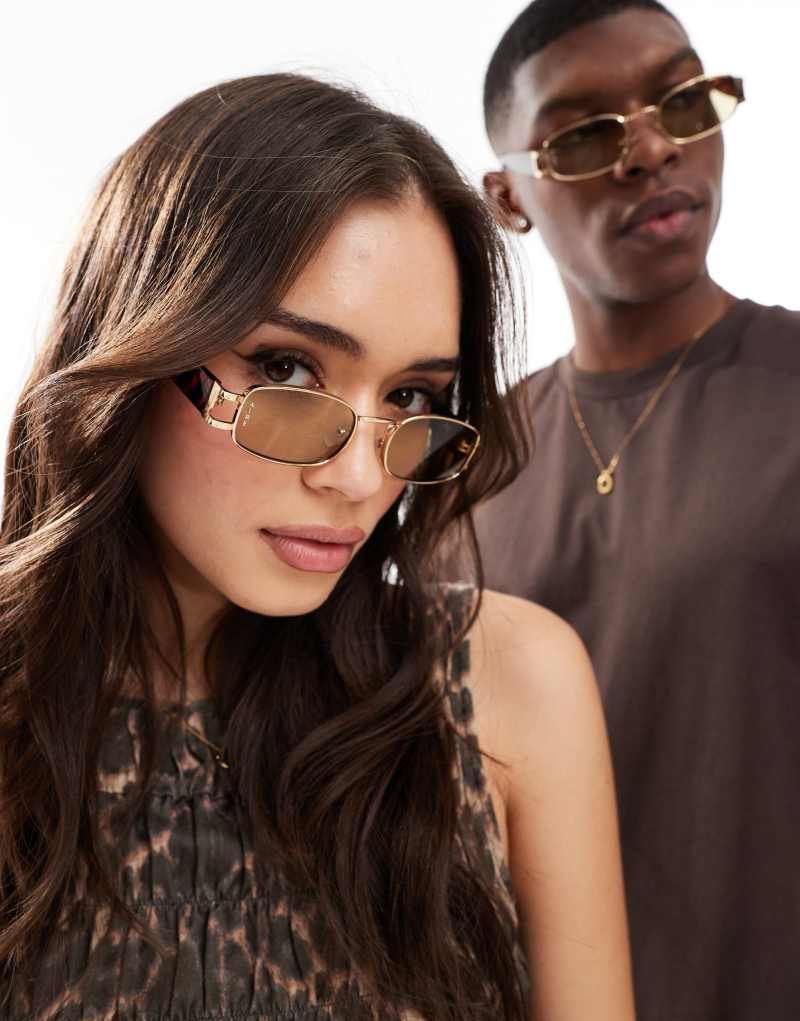 AIRE sirius rimless rectangle sunglasses in gold and tort  Aire