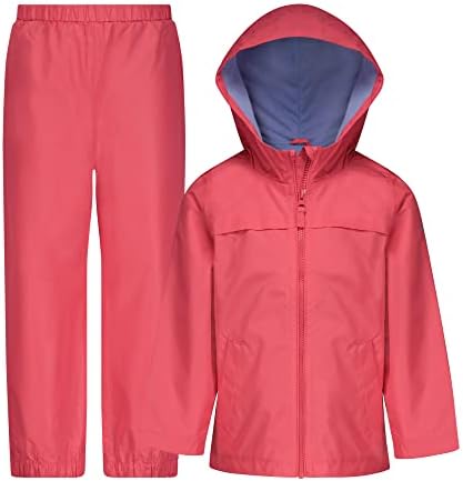 LONDON FOG Girls Waterproof Rain Suit for Kids Hooded Jacket and Splash Pant Set London Fog