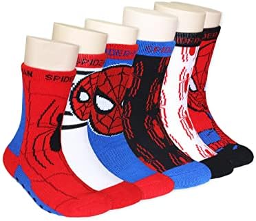 Marvel Super Hero Adventures Spider-Man Baby-Boys Toddler Socks with Grippers, 6 pack, Red/Blue, 5-7 Years Marvel