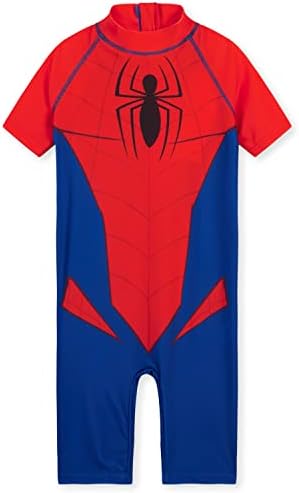 Marvel Rash Guard Swimsuit, Summer Vacation Essentials for Kids, Childrens Swimwear Full Body Beachwear Marvel