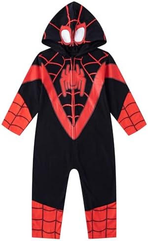 Marvel Miles Morales Spider-Man Boys Cosplay Hooded Coverall for Toddlers and Big Kids Marvel