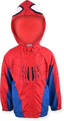 Marvel Spider-Man Boys Hooded Zip Up Windbreaker Outerwear Jacket for Toddler and Big Kid Marvel