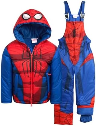 Marvel Kids Winter Snow Suit Set - 2 Piece Spider Gwen, Miles, Spider-Man and Friends Ski Jacket and Snow Bib Overalls (2T-7) Marvel