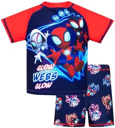 Marvel Spidey and His Amazing Friends Two Piece Boys Swimsuit | Spiderman Swimsuit for Boys | Bathing Suit Set Marvel