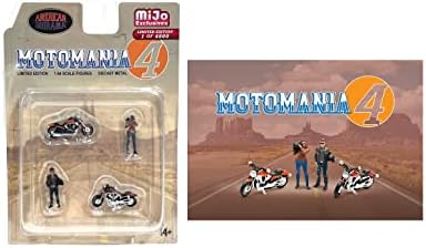 Набор металлических фигурок American Diorama Motomania 1:64, 2 фигурки и 2 мотоцикла, 4 дюйма American Diorama